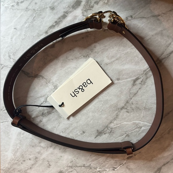 NWT BA&SH Belissi Brown Leather Belt with Gold Buckle 75. 25 inches